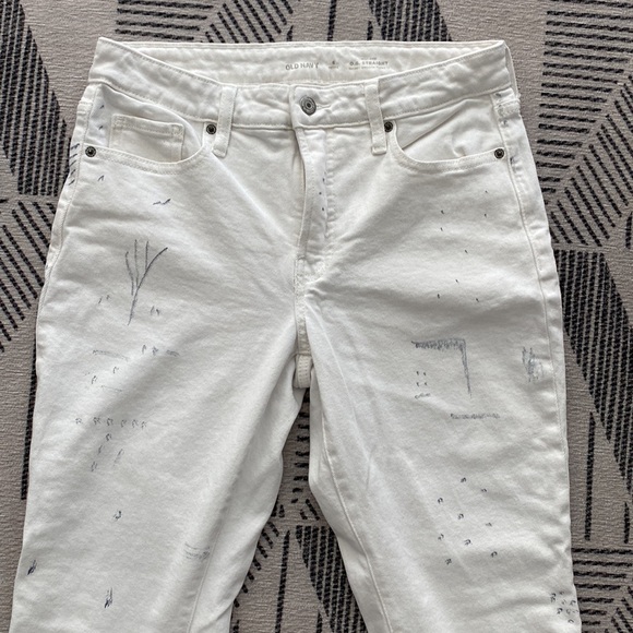 👀🤩High Waist OG Straight Paint Splatter White Ankle Jeans - Picture 4 of 9